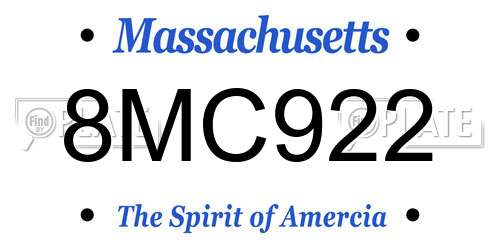 8MC922 Massachusetts License Plate