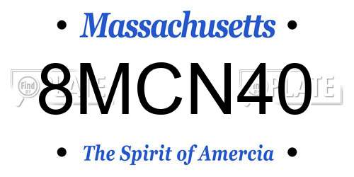 8MCN40 Massachusetts License Plate