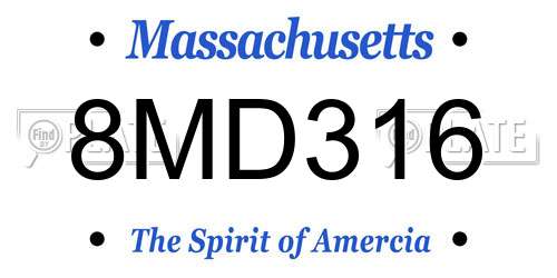 8MD316 Massachusetts License Plate