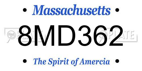 8MD362 Massachusetts License Plate