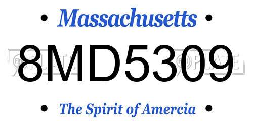 8MD5309 Massachusetts License Plate
