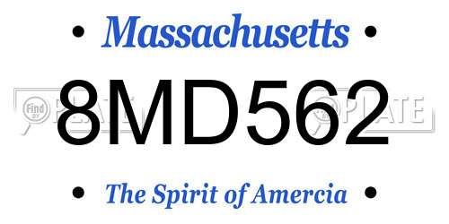 8MD562 Massachusetts License Plate