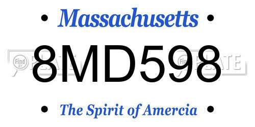 8MD598 Massachusetts License Plate