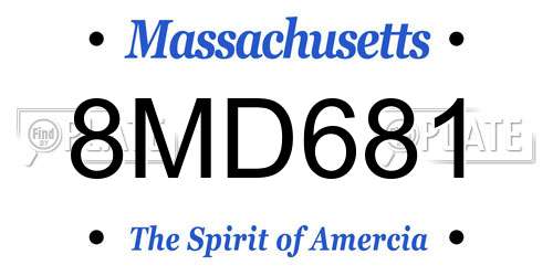 8MD681 Massachusetts License Plate