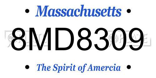 8MD8309 Massachusetts License Plate