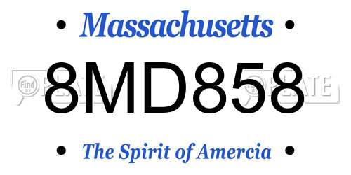 8MD858 Massachusetts License Plate