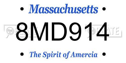 8MD914 Massachusetts License Plate
