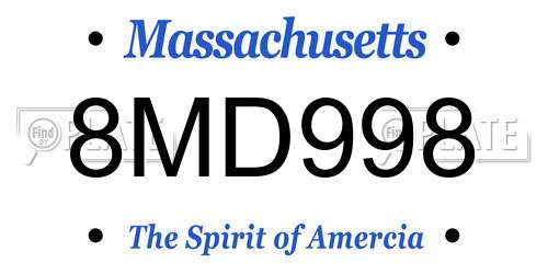 8MD998 Massachusetts License Plate
