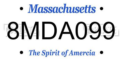 8MDA099 Massachusetts License Plate