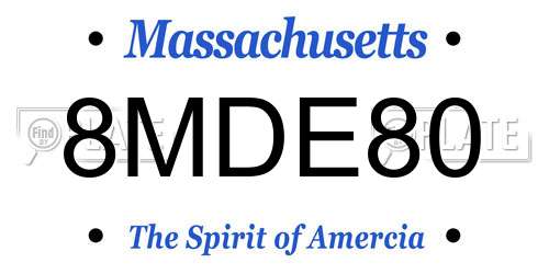 8MDE80 Massachusetts License Plate