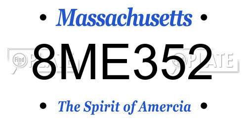8ME352 Massachusetts License Plate