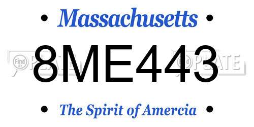 8ME443 Massachusetts License Plate