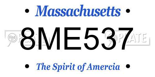 8ME537 Massachusetts License Plate