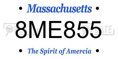 8ME855 Massachusetts License Plate