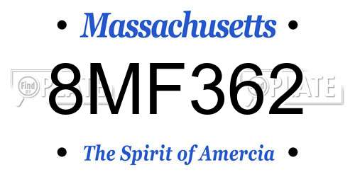 8MF362 Massachusetts License Plate