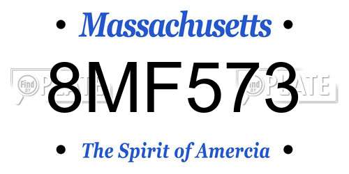 8MF573 Massachusetts License Plate