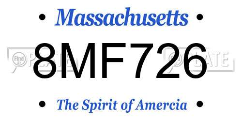8MF726 Massachusetts License Plate