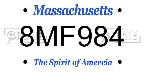 8MF984 Massachusetts License Plate