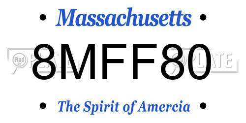 8MFF80 Massachusetts License Plate