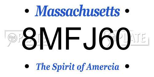 8MFJ60 Massachusetts License Plate