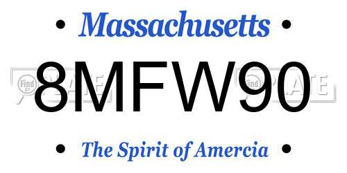 8MFW90 Massachusetts License Plate