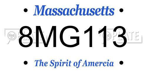 8MG113 Massachusetts License Plate