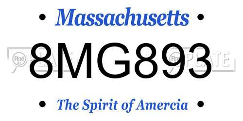 8MG893 Massachusetts License Plate