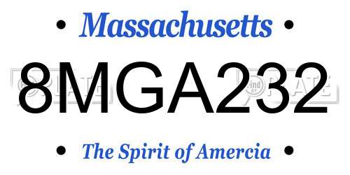 8MGA232 Massachusetts License Plate