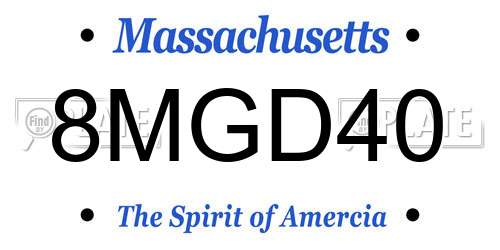 8MGD40 Massachusetts License Plate