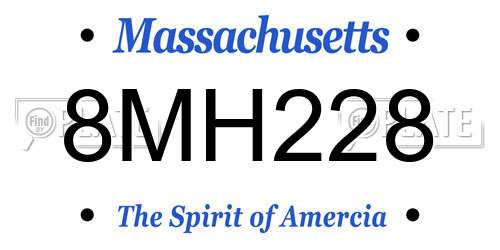 8MH228 Massachusetts License Plate