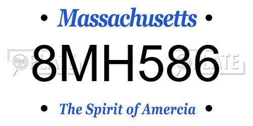 8MH586 Massachusetts License Plate
