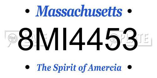 8MI4453 Massachusetts License Plate