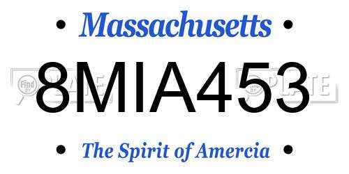 8MIA453 Massachusetts License Plate