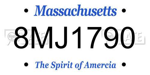 8MJ1790 Massachusetts License Plate