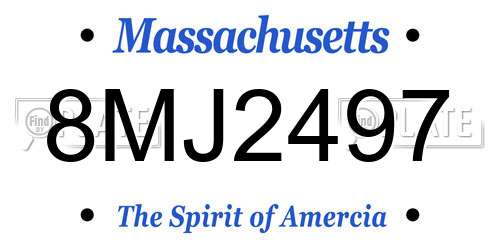 8MJ2497 Massachusetts License Plate