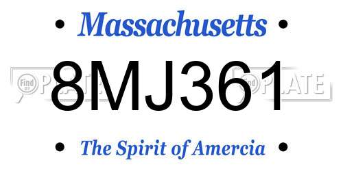 8MJ361 Massachusetts License Plate