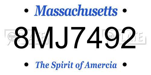 8MJ7492 Massachusetts License Plate