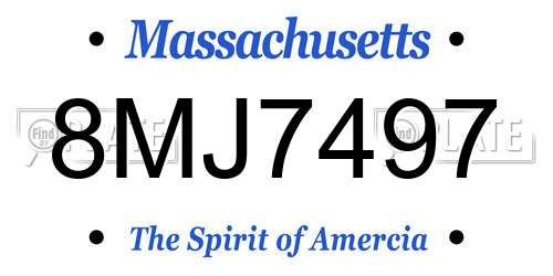 8MJ7497 Massachusetts License Plate