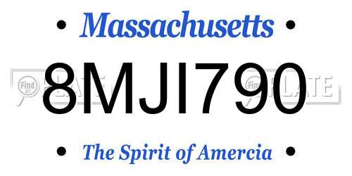 8MJI790 Massachusetts License Plate