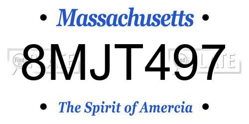 8MJT497 Massachusetts License Plate