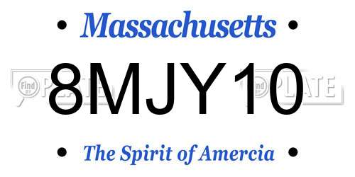 8MJY10 Massachusetts License Plate