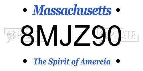 8MJZ90 Massachusetts License Plate