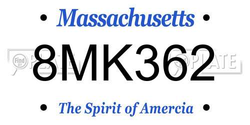 8MK362 Massachusetts License Plate