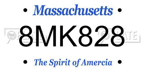 8MK828 Massachusetts License Plate