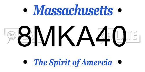 8MKA40 Massachusetts License Plate
