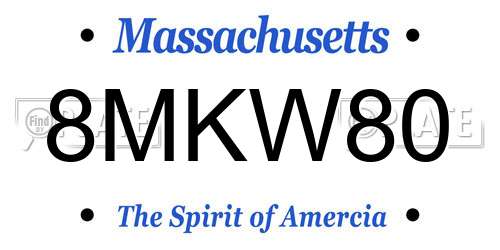 8MKW80 Massachusetts License Plate