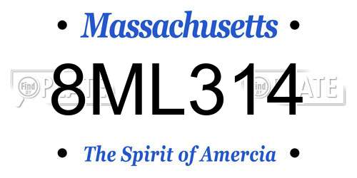 8ML314 Massachusetts License Plate