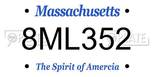 8ML352 Massachusetts License Plate