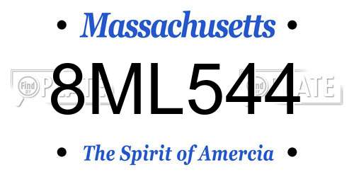 8ML544 Massachusetts License Plate
