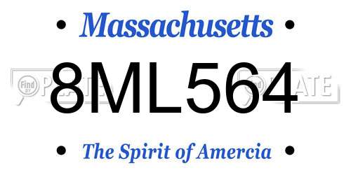 8ML564 Massachusetts License Plate